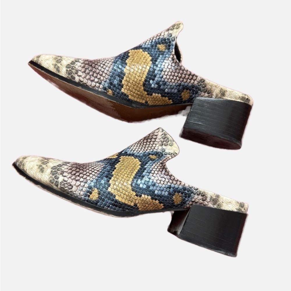 Steven By Steve Madden Mule Deandra Bright Multi Snakeskin Embossed Shoe Sz 8.5